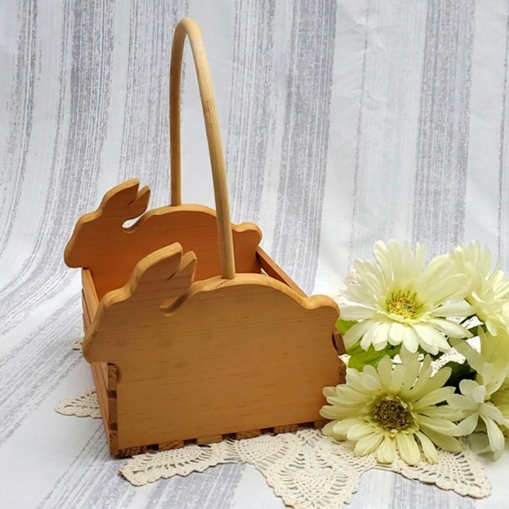 Wooden Bunny Basket Handmade